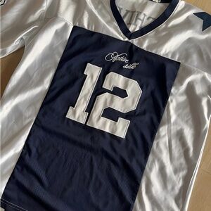 Woman’s Korean  Navy and White Jersey Shirt